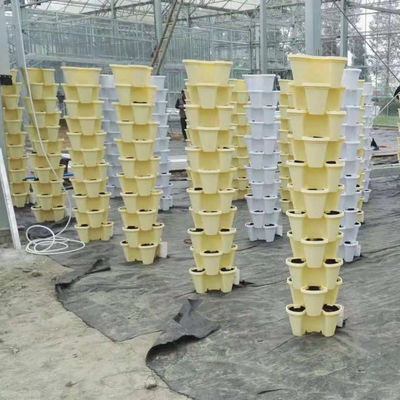 Potes de flores verticais empilhados de plástico moderno para cultivo de substrato